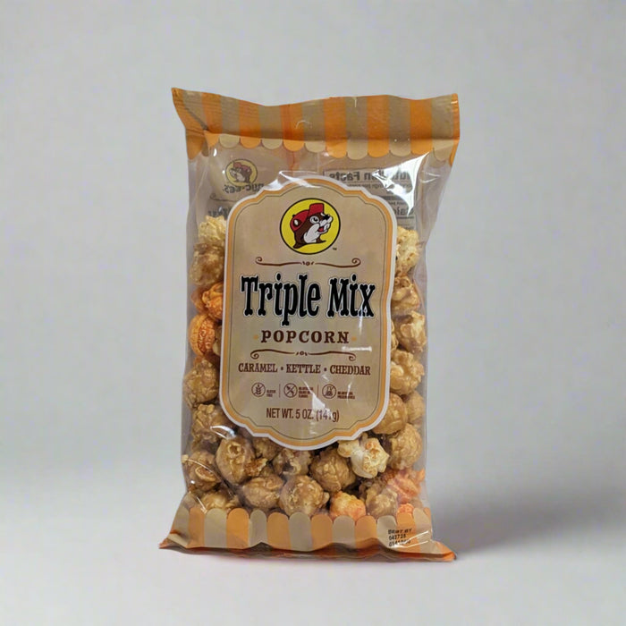 Buc-ee's Triple Mix Popcorn has caramel, cheddar, and kettle corn all mixed in one bag.
