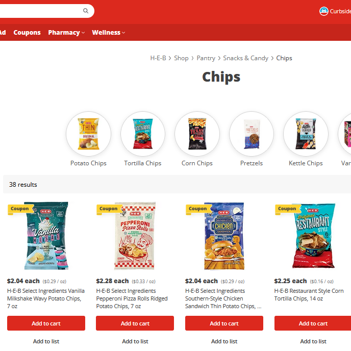 H-E-B's Novelty Potato Chips