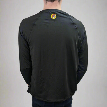 Buc-ee's Black Long Sleeve Swim Shirt with Buc-ee's logo on the top by the neck area. 