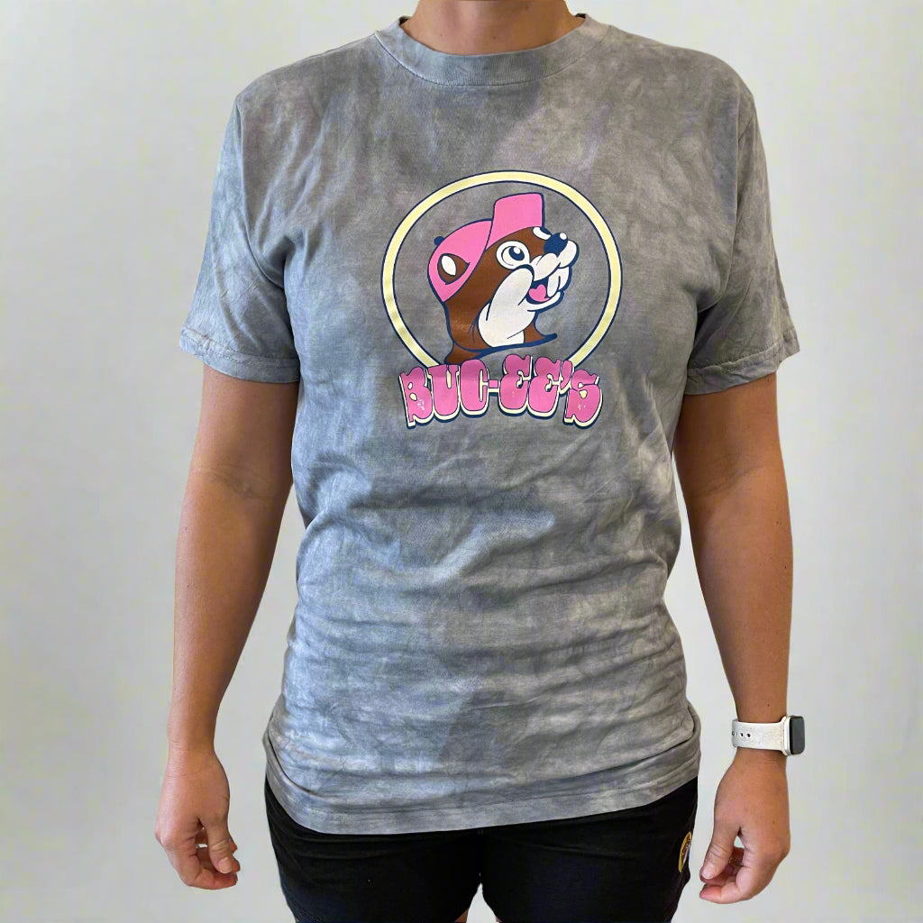 Buc-ee's In My Era T-shirt. Gray with Pink Buc-ee's