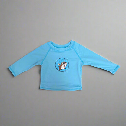 Buc-ee's Kids Long Sleeve Swim Suit with logo on the front. 