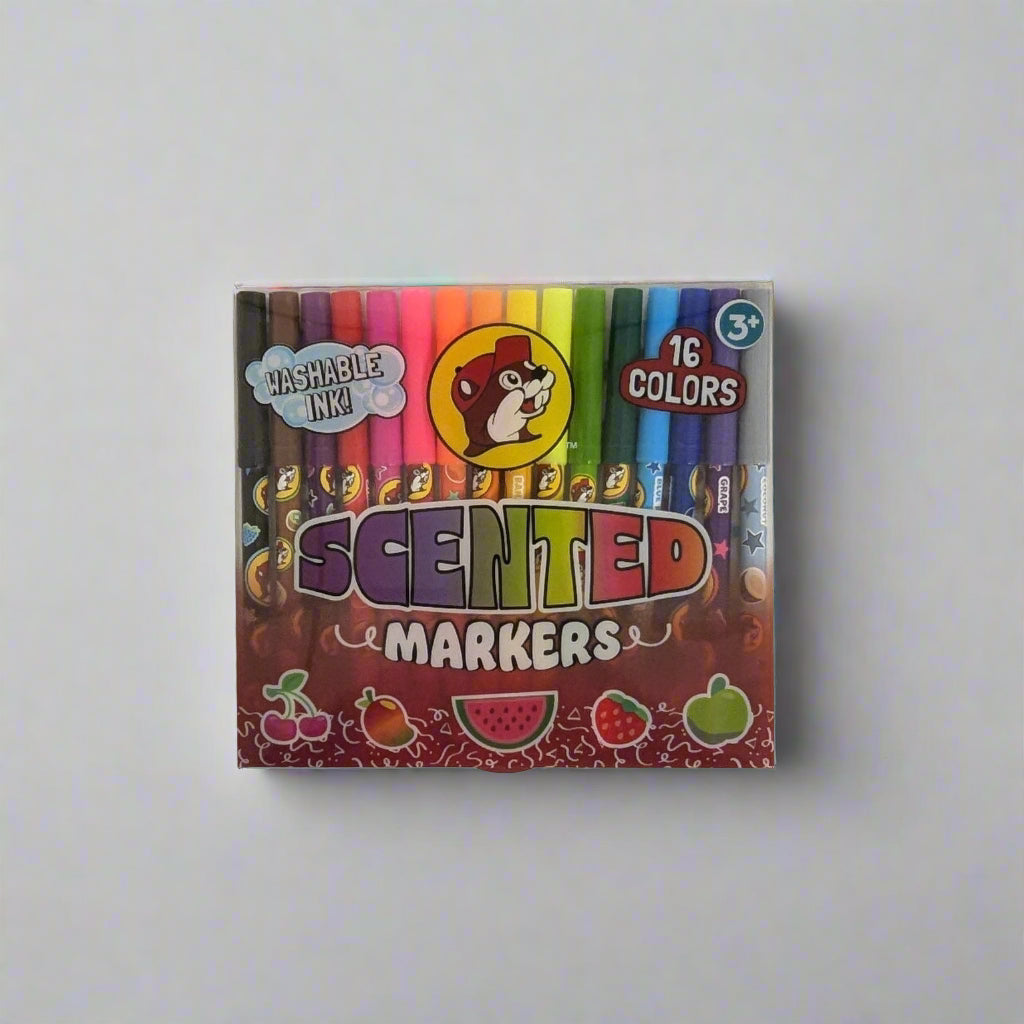 Buc-ee's Scented Markers comes in a 16 pack with different colors and scents.