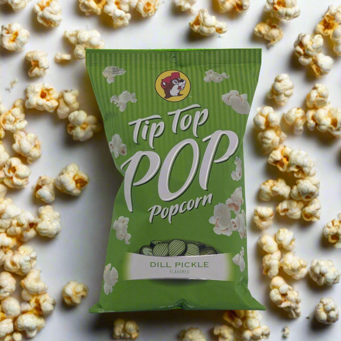 Buc-ee's Tip Top Popcorn dill pickle flavor.