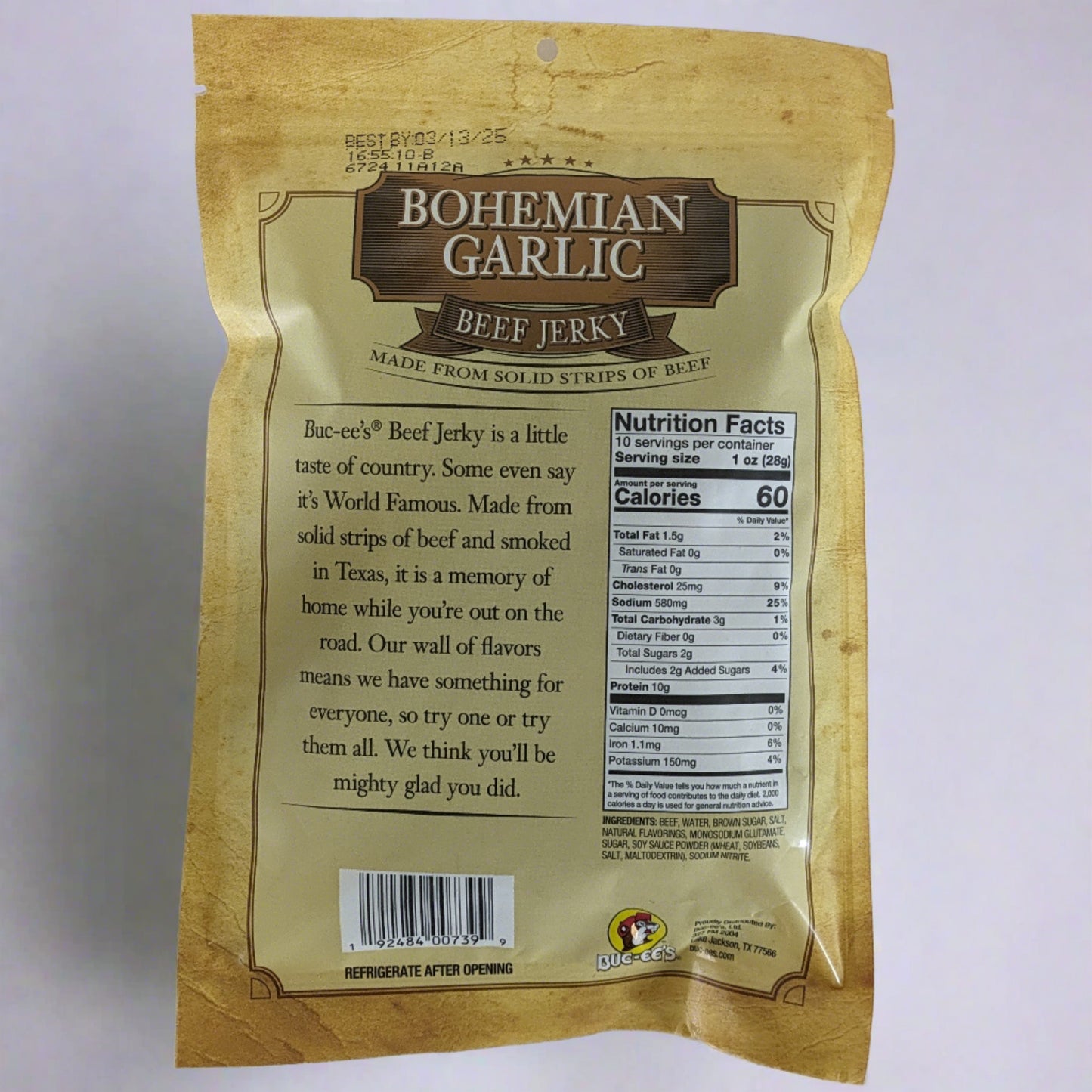 Buc-ee's Bohemian Recipe Garlic Beef Jerky