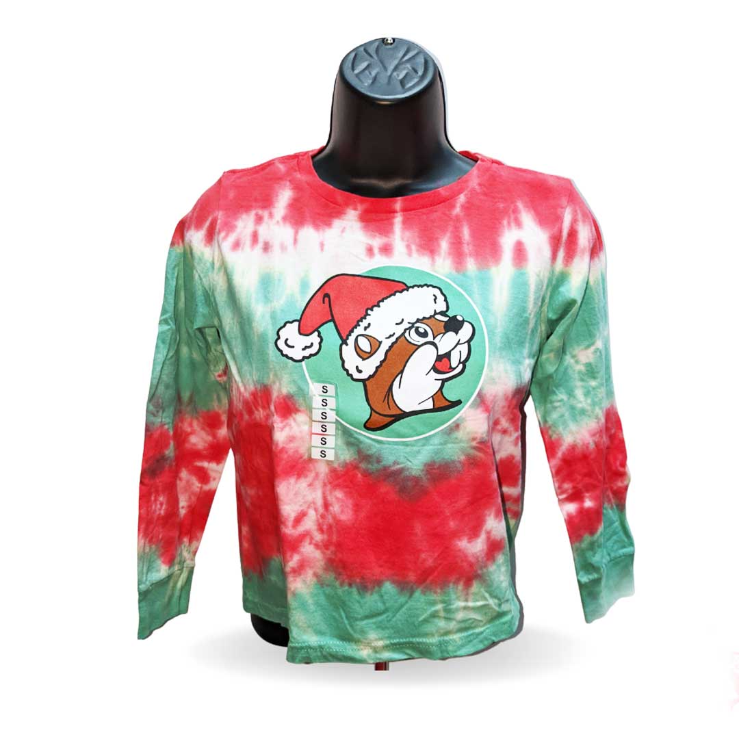 Buc-ee's Christmas Tie-Dye Long Sleeved Shirt in Youth Sizes