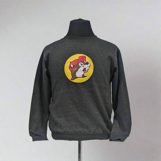 Buc-ee's Logo Crewneck Heather Black Sweatshirt