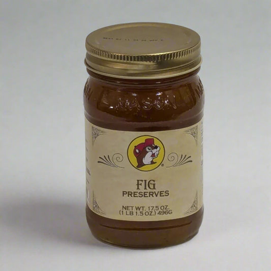 a 17.5 oz jar of fig preserves from Buc-ee's