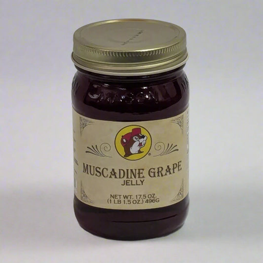 a 17.5 oz jar of muscadine grape jelly from Buc-ee's