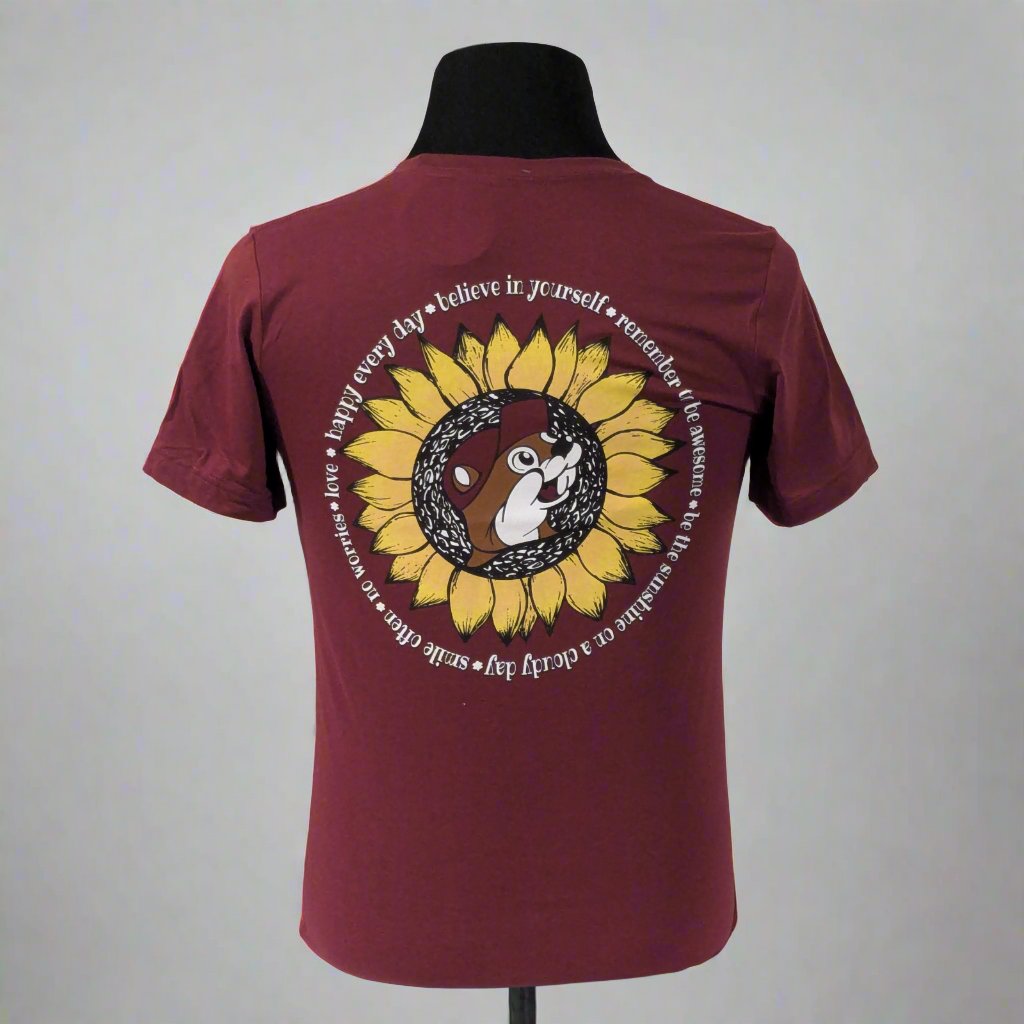 Buc-ee's "Sunflower Positivity" Maroon T-Shirt