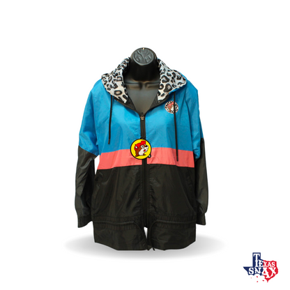 Buc-ee's Black and Blue Windbreaker Zip Jacket