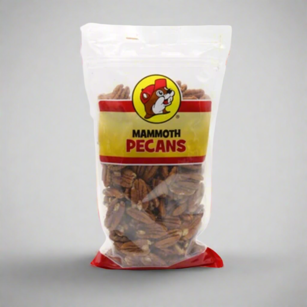 A bag of Buc-ee's Mammoth Pecans, circa 2021